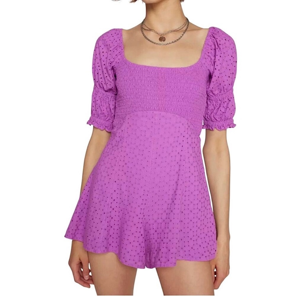 NWT UO Kimchi Blue Ivy Eyelet Lace Romper - Lilac XL